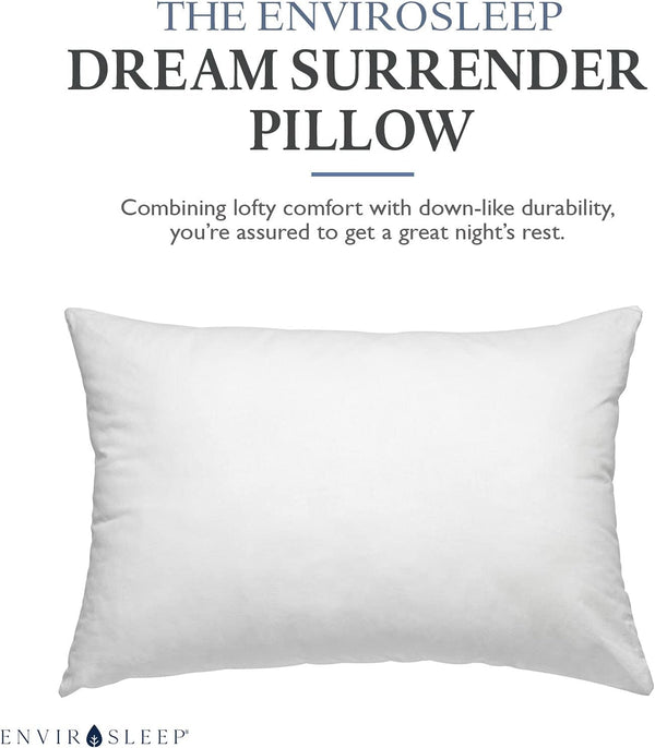 EnviroSleep Dream Surrender pillow used in luxury hotels and spas — found at hotelhomepillows.com or signaturesupply.co