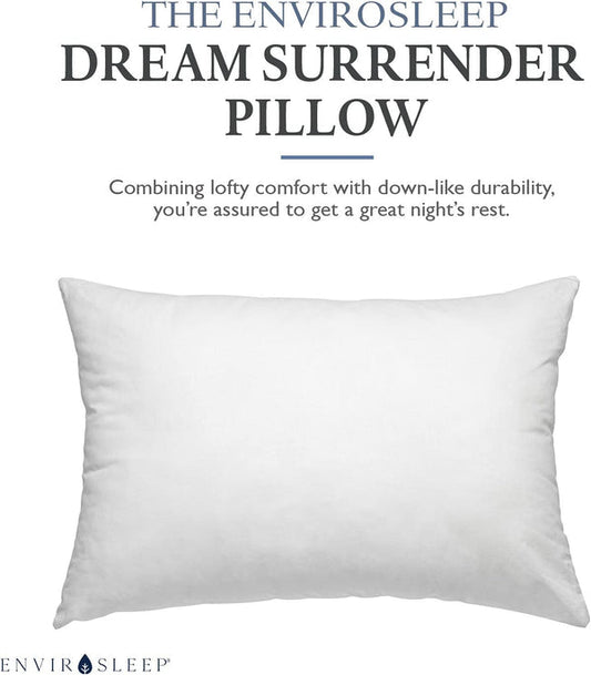 EnviroSleep Dream Surrender pillow used in luxury hotels and spas — found at hotelhomepillows.com or signaturesupply.co